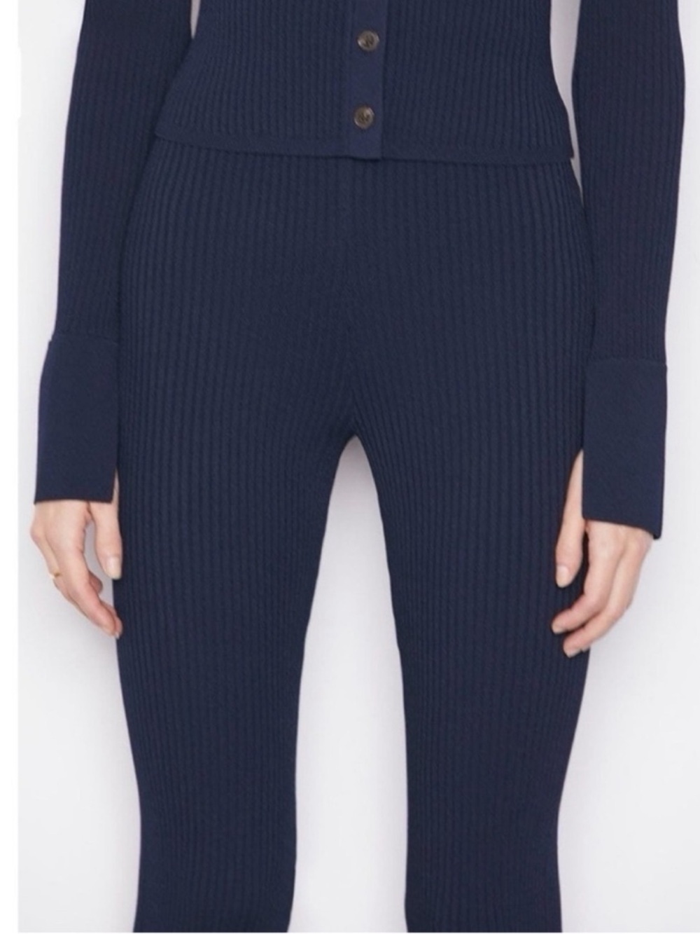 Frame Denim Navy Ribbed Button-Front Set - Picture 2 of 6